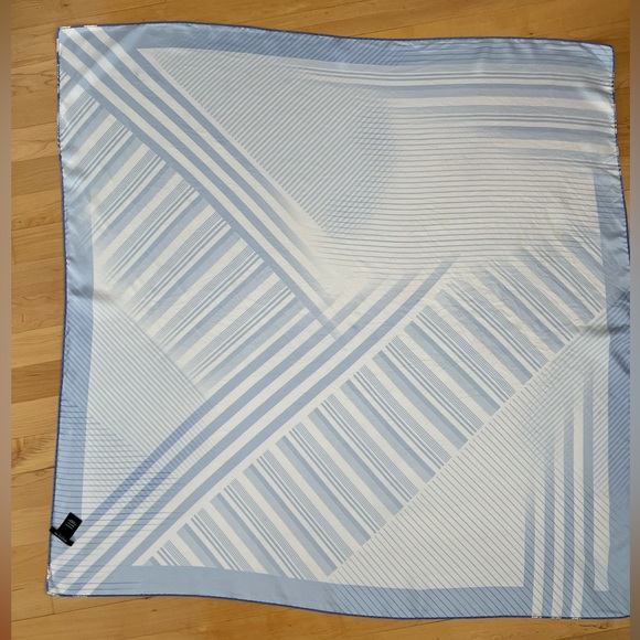 💙Blue Stripe Square Silk Neck Hair Scarf by Lafayette 148 - Picture 7 of 17
